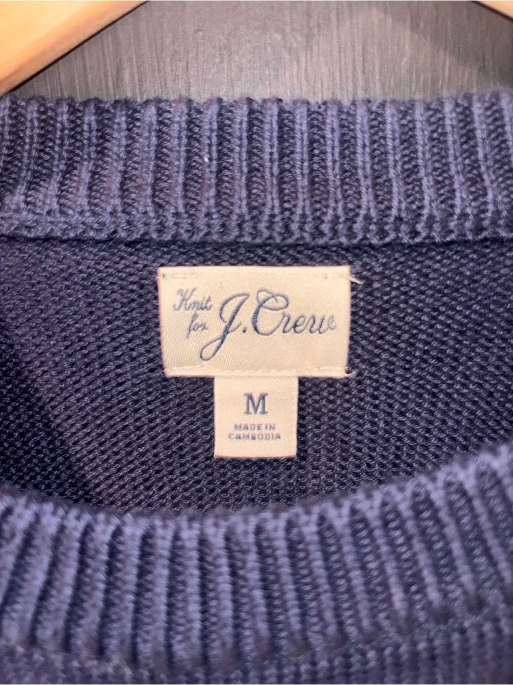 Knit for J.Crew Navy 100% Cotton Crewneck Sweater Size Medium